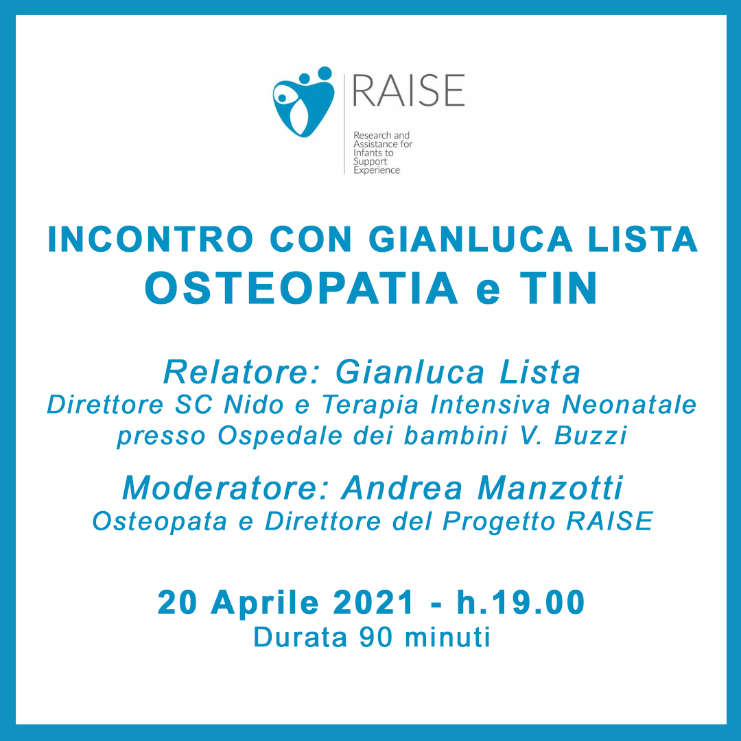 RAISE: INCONTRO CON GIANLUCA LISTA - OSTEOPATIA E TIN